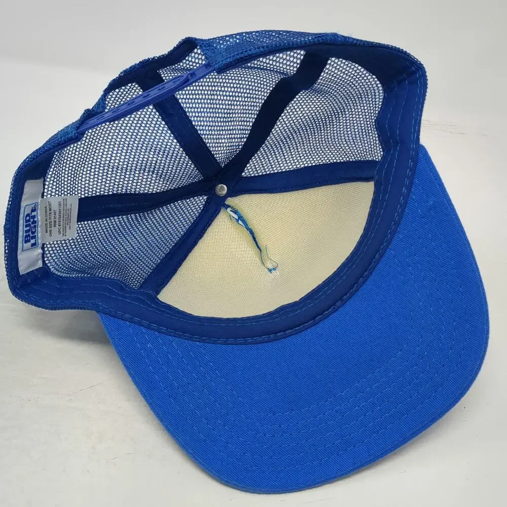 Bud Light Trucker Hat Blue OSFM Snapback Foam Beer Can All Over Print Graphic